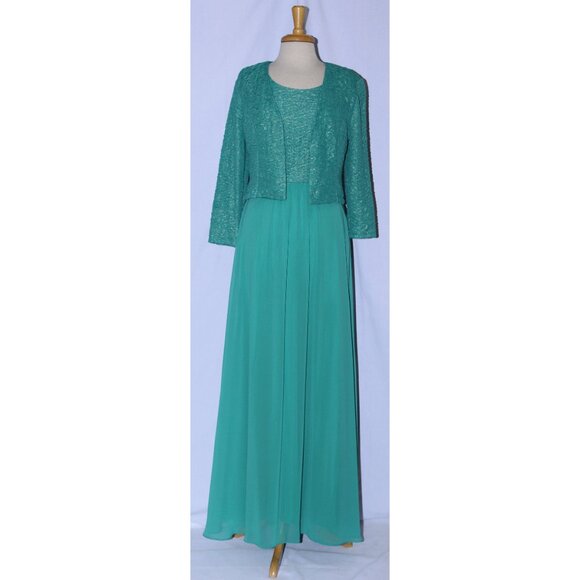 Fanny Fashion Dresses & Skirts - Fanny #1520 Floor Length Stretch Chiffon Gown With Jacket-Size XL-JADE-NEW